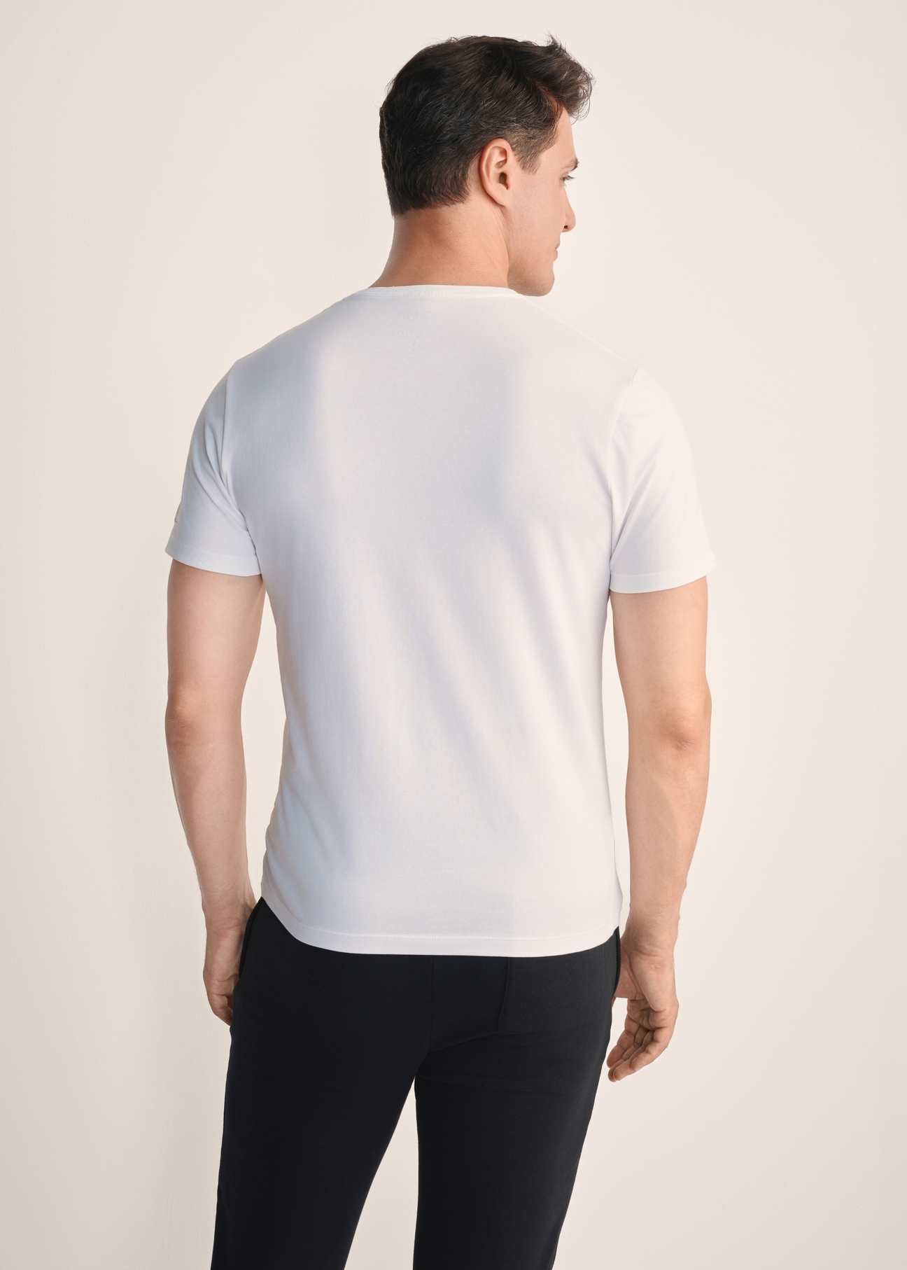 Biały basic T-shirt męski TSHMT-0091-11(KS)