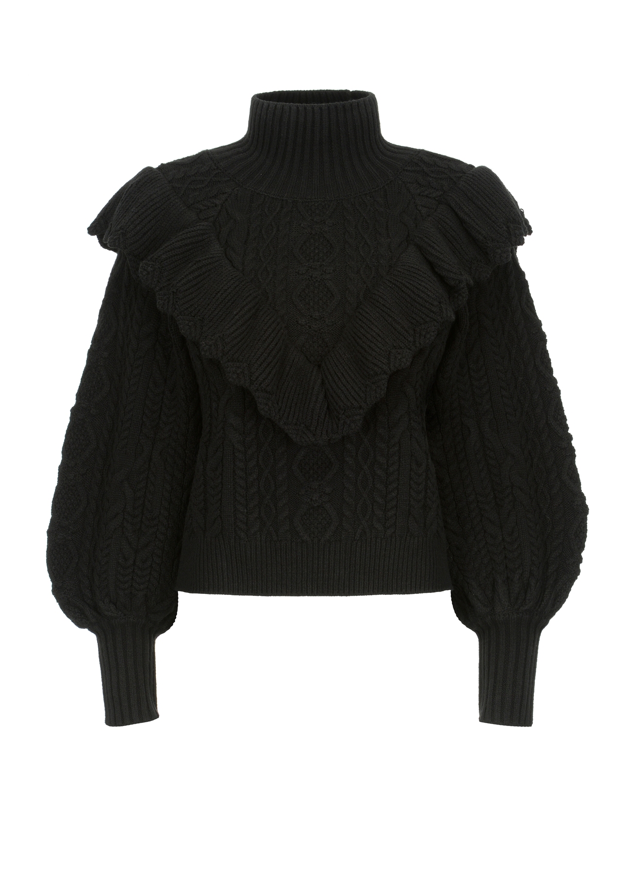 Czarny sweter z półgolfem damski SWEDT-0167-99(Z22)-06
