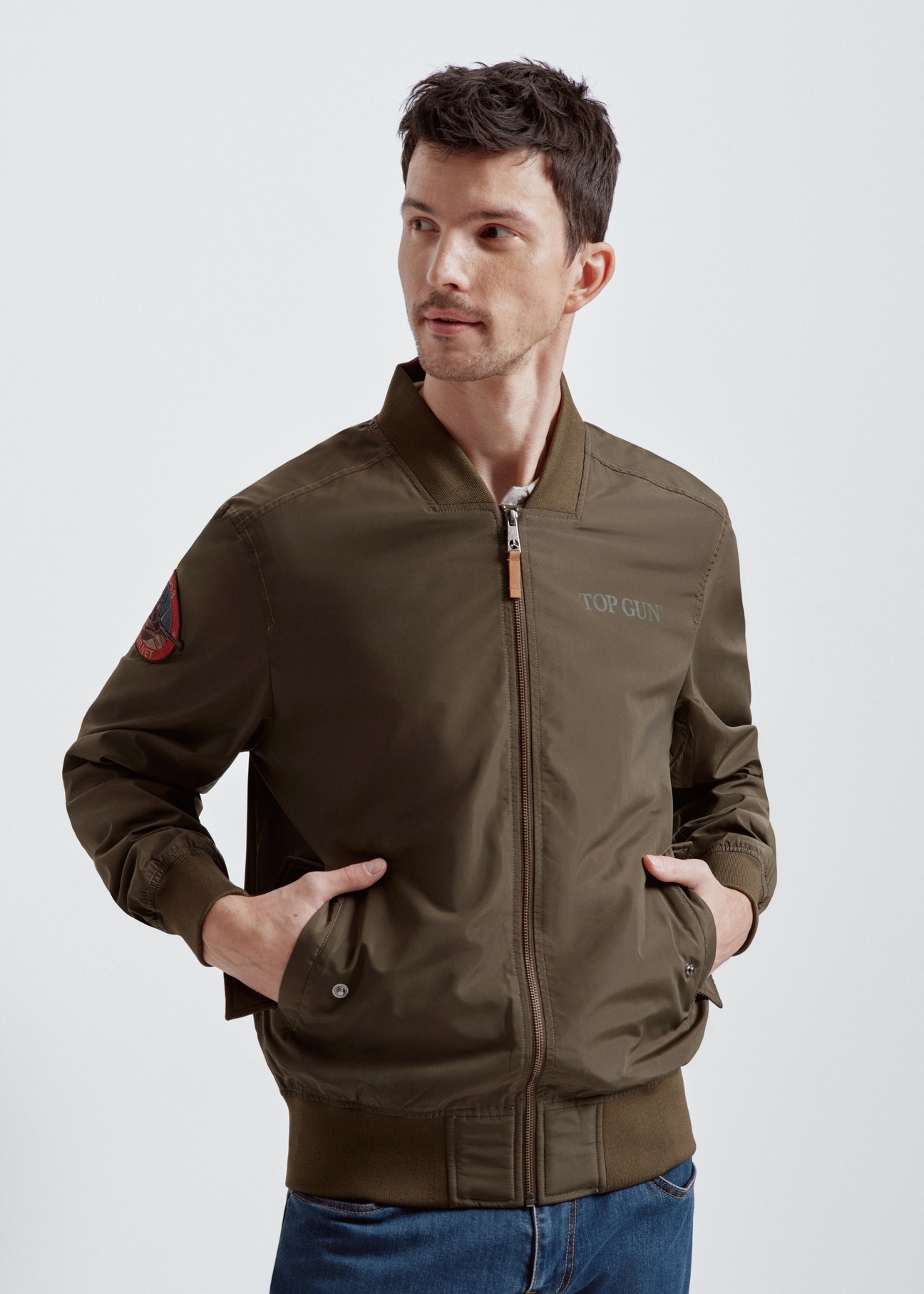 Oliwkowa kurtka bomberka męska TOP GUN KURMT-0352-57(W24)-02