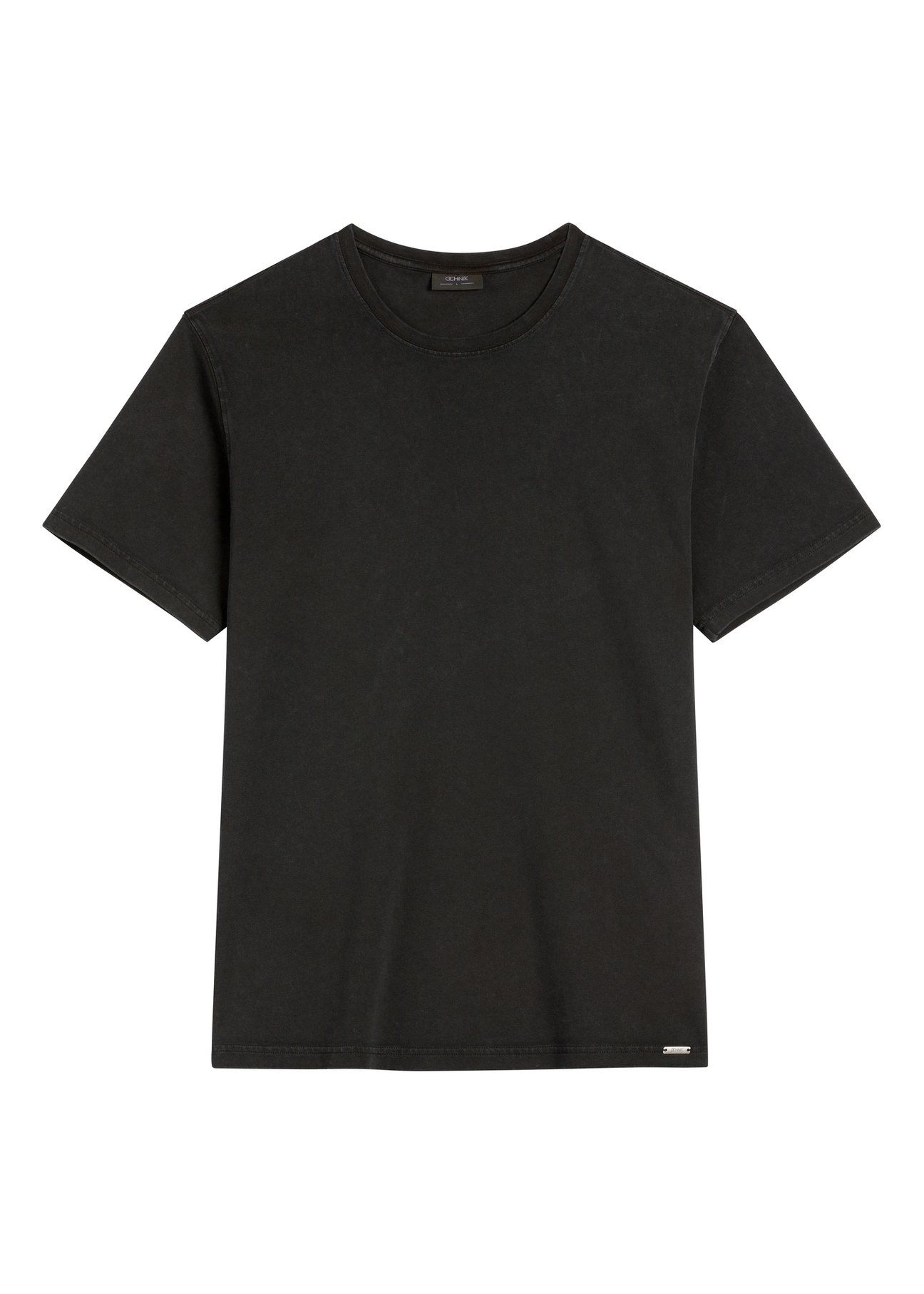 Czarny bawełniany T-shirt męski TSHMT-0140-99(W26), widok produktu z przodu na białym tle.