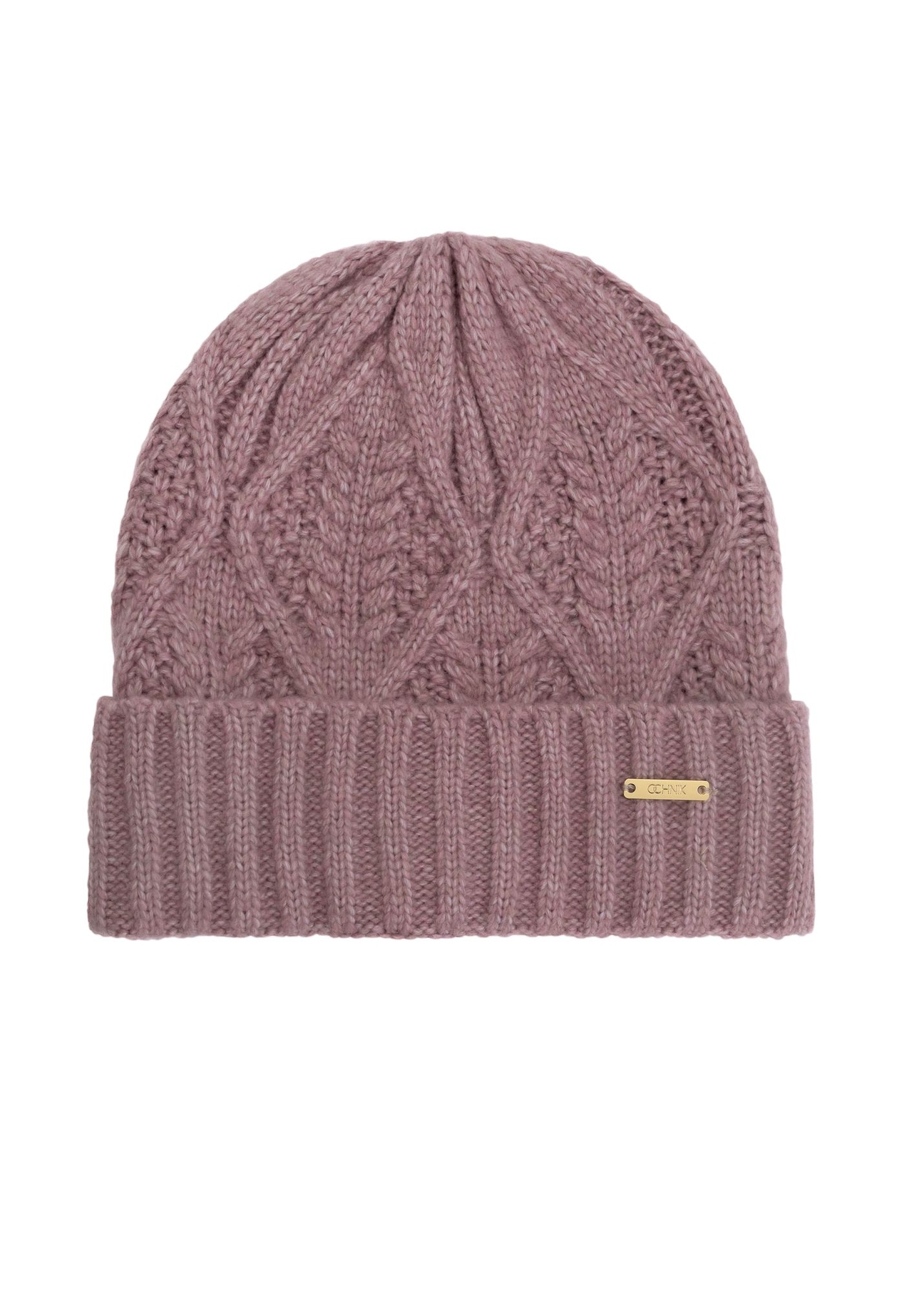 Zimowa czapka damska w kolorze brudnego różu CZADT-0191-31(Z24)-01