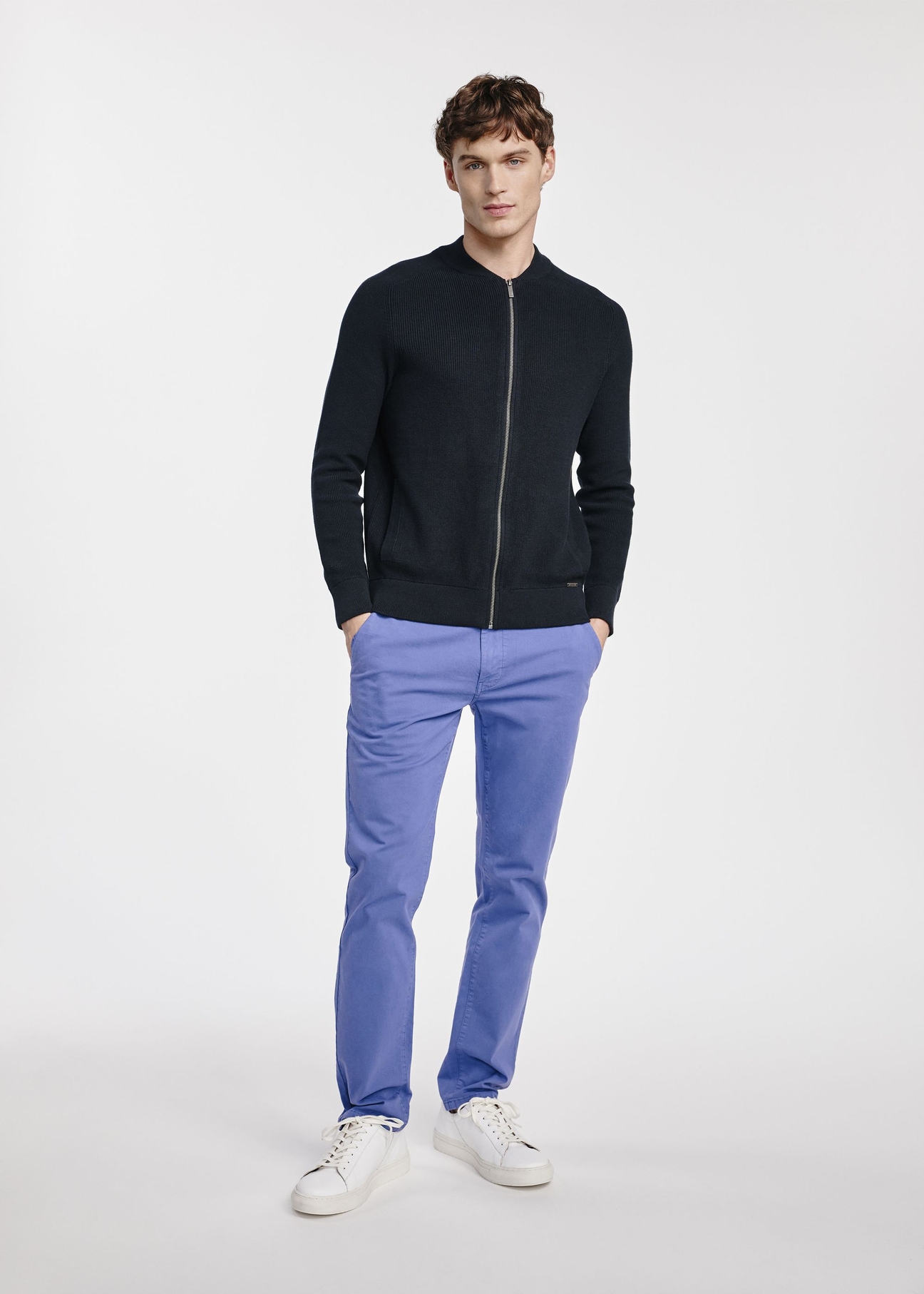 Czarny sweter męski na suwak SWEMT-0164-99(W25)-05
