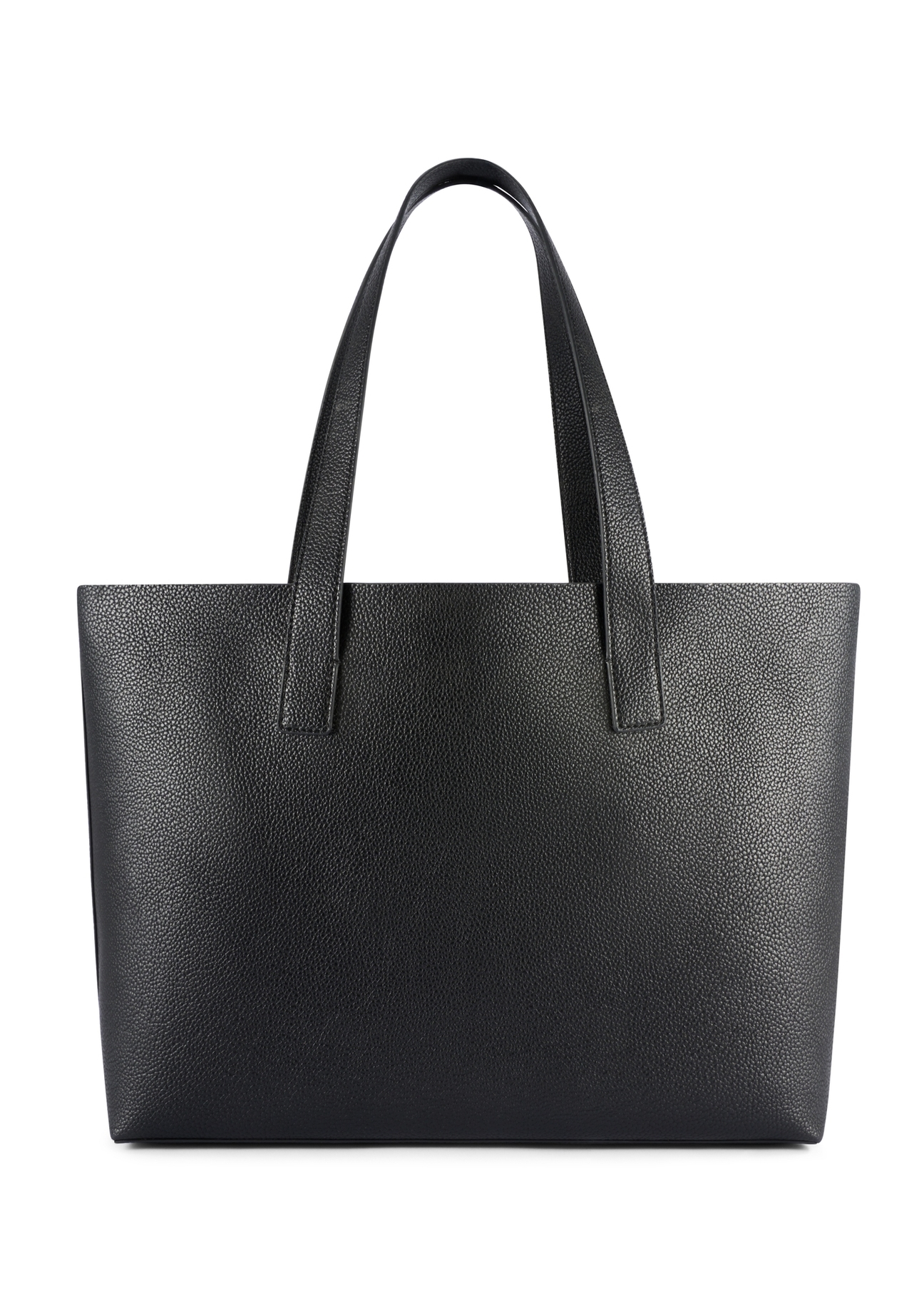 Czarna torebka damska shopper TOREC-1208-9I(W26), widok produktu od tyłu na białym tle.