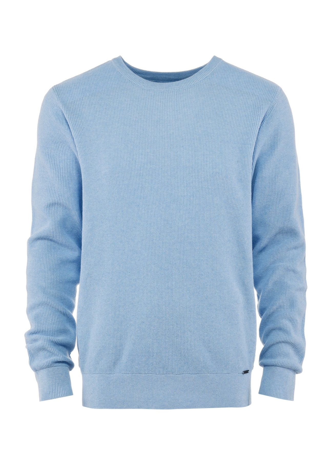 Błękitny bawełniany sweter męski SWEMT-0163-60(W25)-05
