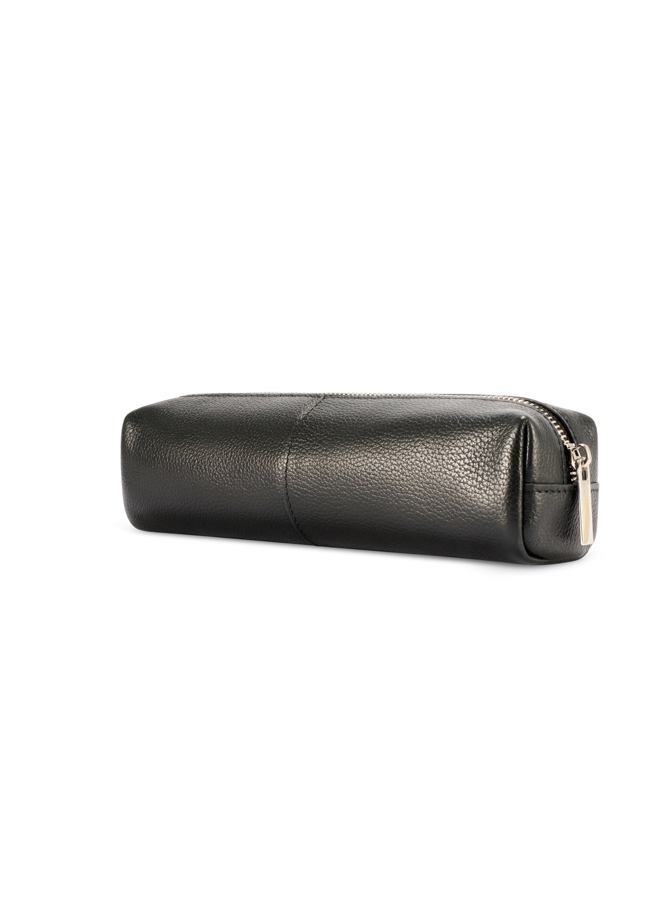 Czarne skórzane etui PORMS-0690-9I(W26) - widok produktu po skosie, na białym tle. 