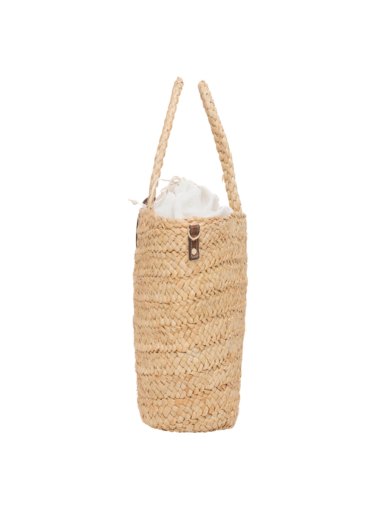 Słomkowa torebka damska shopper TOREC-0939-1E(W26), widok produktu z boku na białym tle.