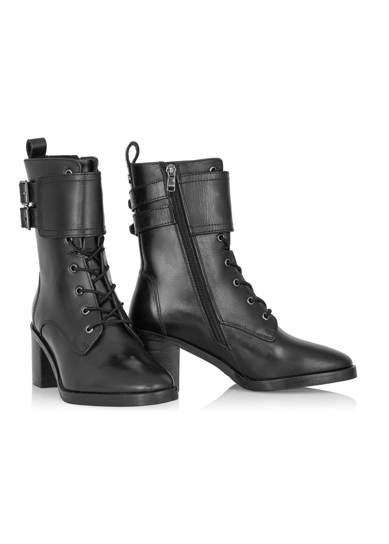 Czarne skórzane botki damskie BUTYD-1028-99(Z23)-02
