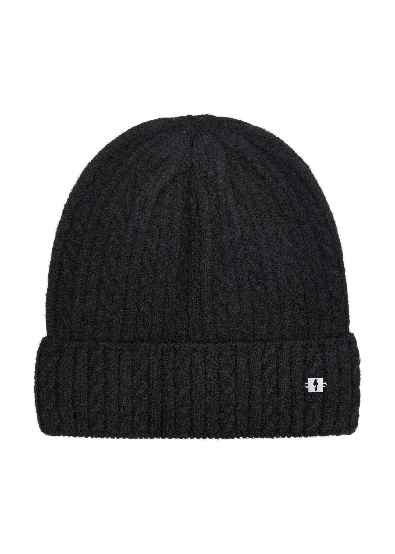 Czarna czapka damska z warkoczami CZADT-0170-99(Z23)-02