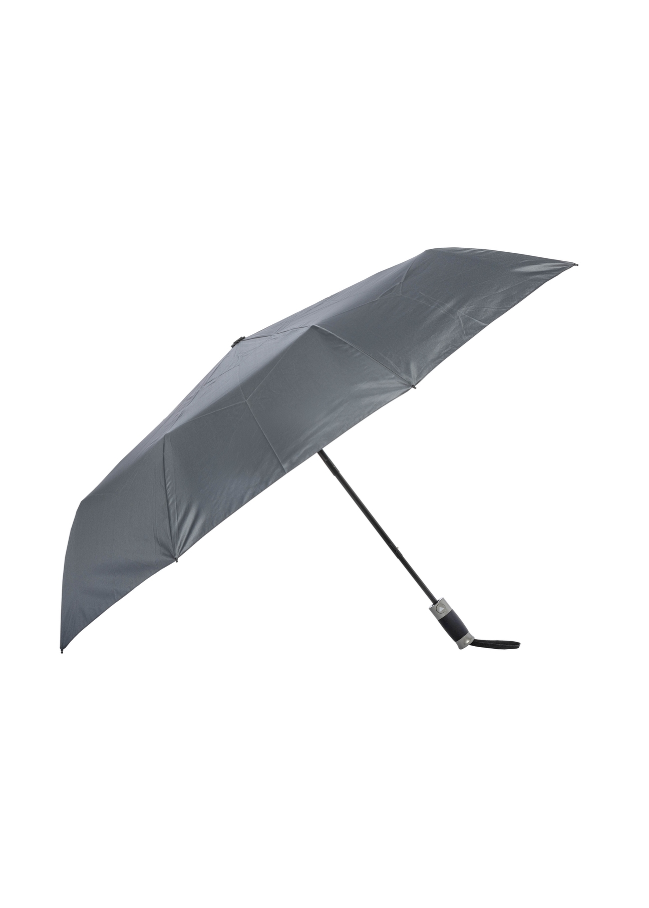 Składany parasol męski w kolorze szarym PARSM-0031-9B(W26), widok produktu z przodu na białym tle.