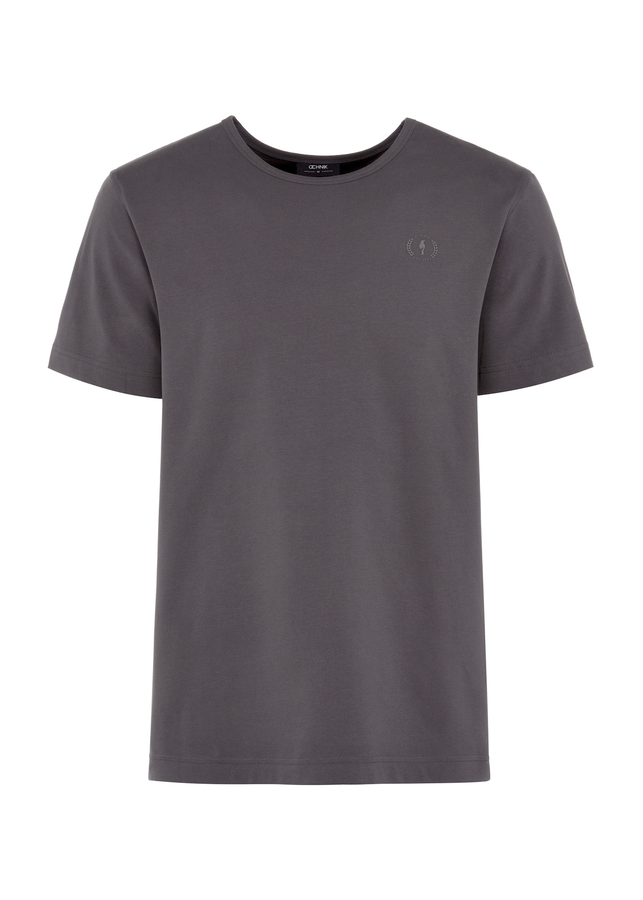 Grafitowy bawełniany t-shirt męski TSHMT-0124-91(W25), widok produktu z przodu na białym tle.