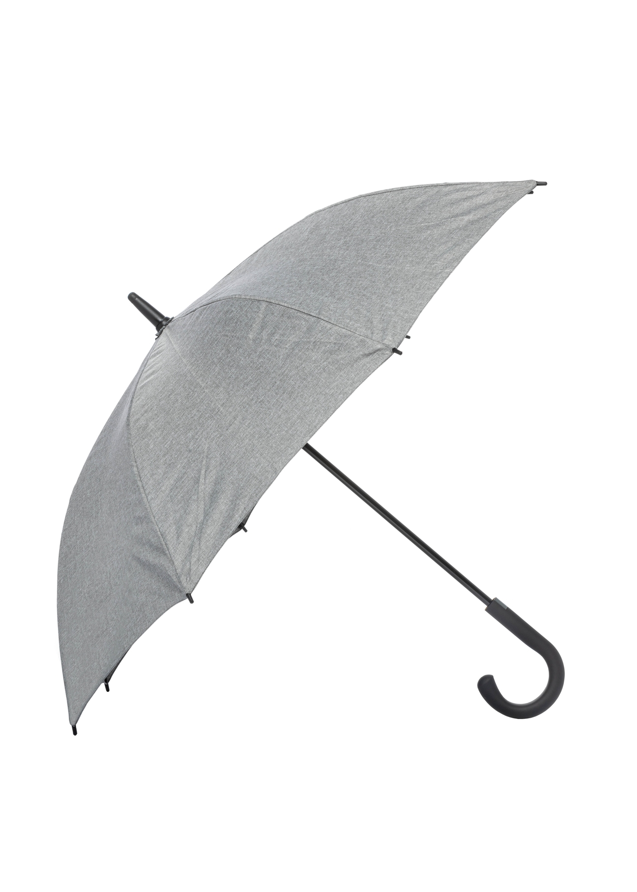 Duży parasol damski w kolorze szarym PARSD-0035-9B(W26), widok produktu z przodu na białym tle.