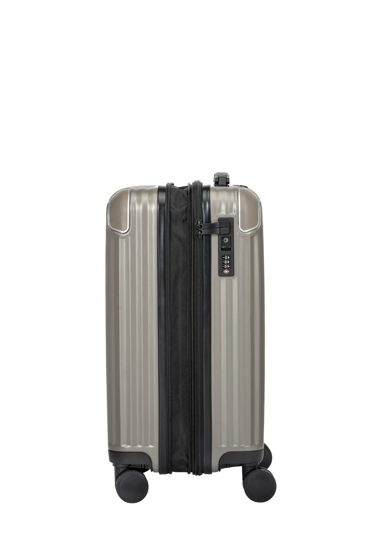 Walizka mała na kółkach WALAB-0073-2X-19(W26), widok produktu z boku na białym tle.