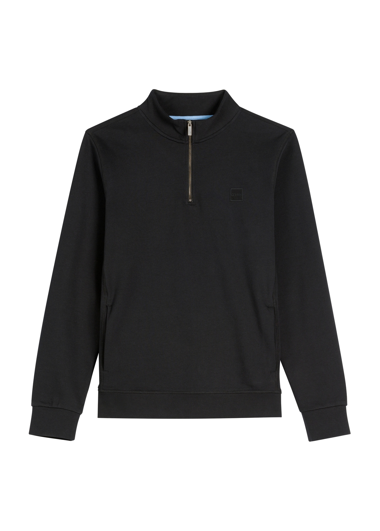 Czarna bluza męska ze stójką BLZMT-0080-99(W26) - widok produktu z przodu, na białym tle.