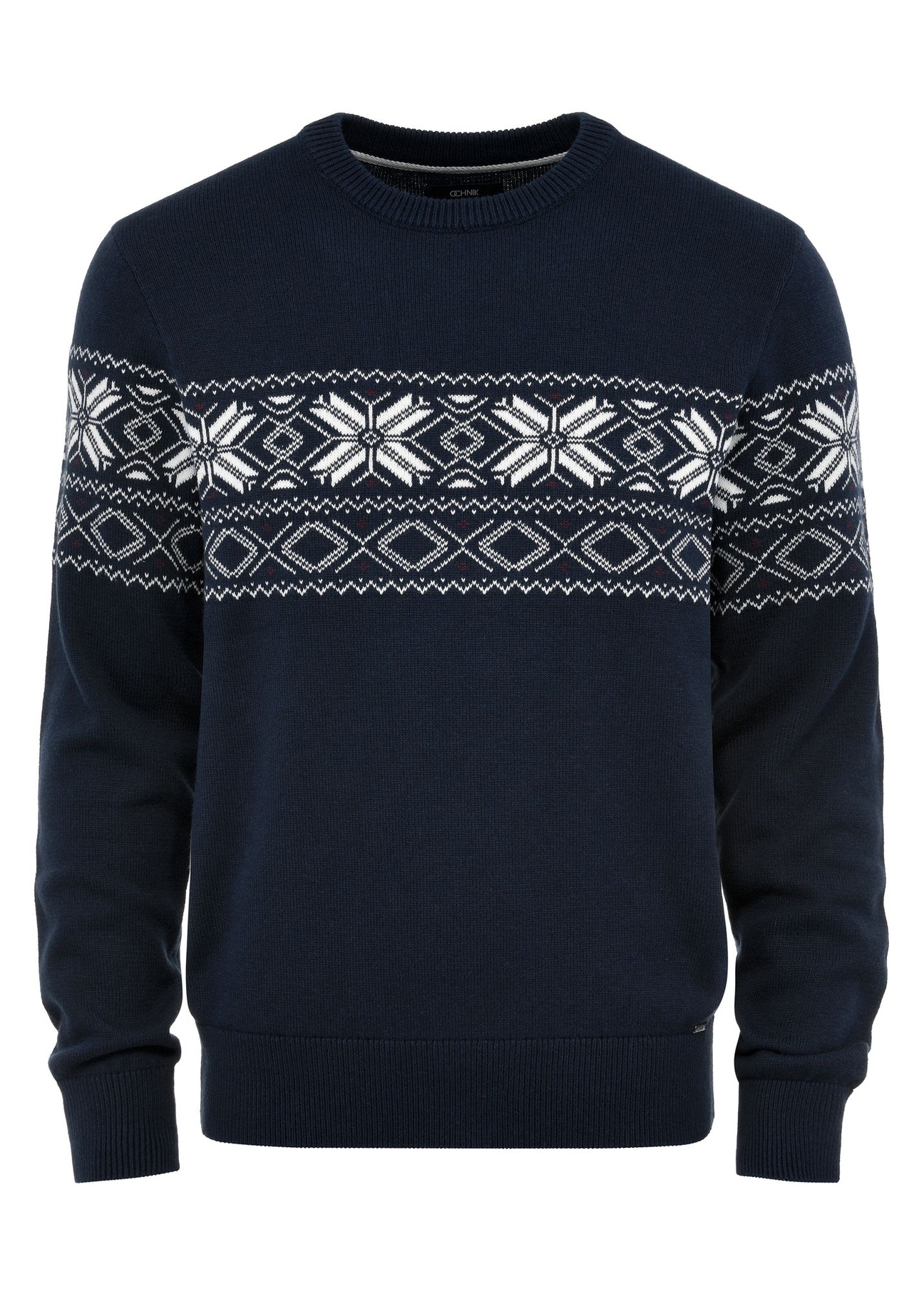 Granatowy sweter męski ze wzorem SWEMT-0146-68(Z24)-04