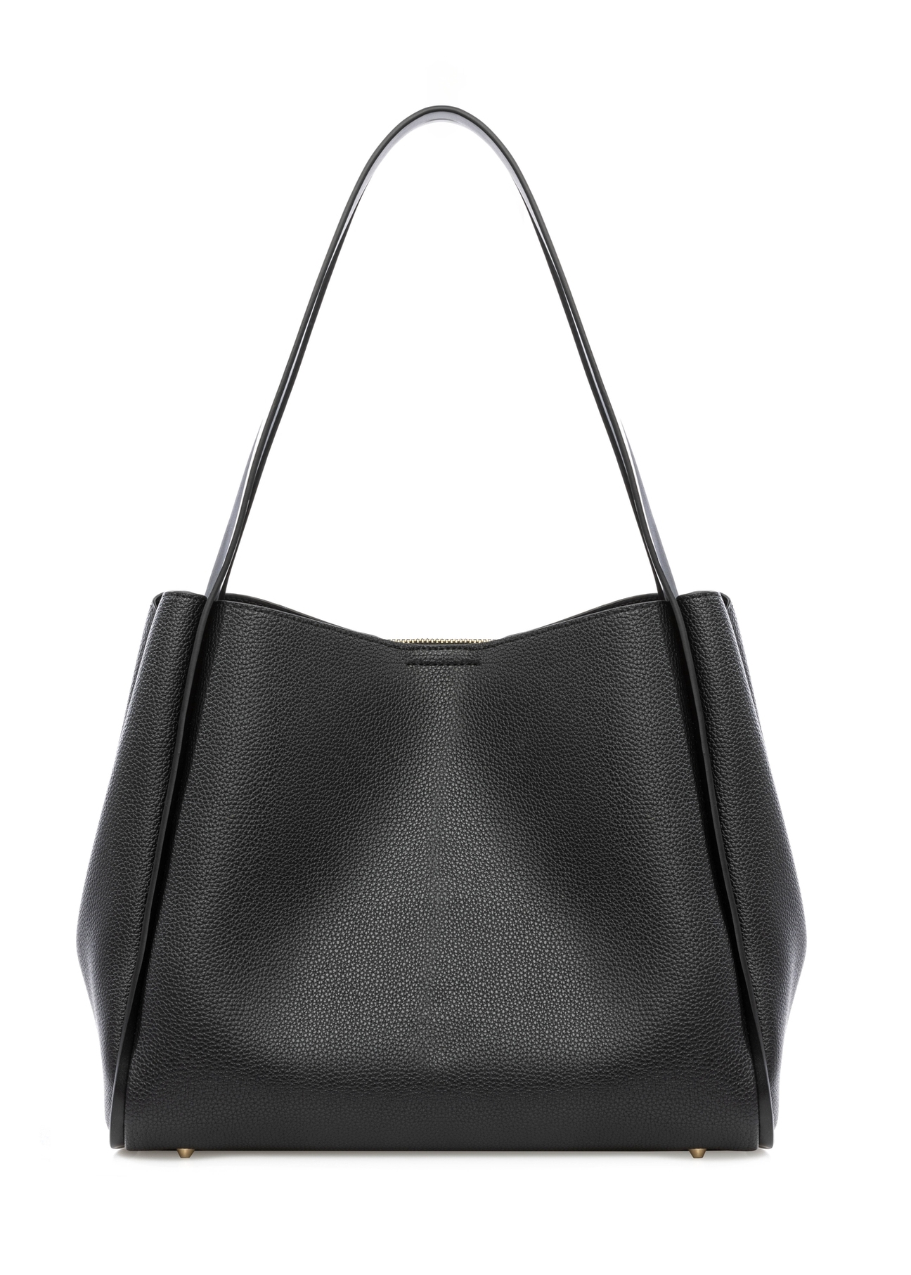 Czarna torebka shopper damska TOREC-1183-99(W26) - widok produktu z tyłu, na białym tle. 