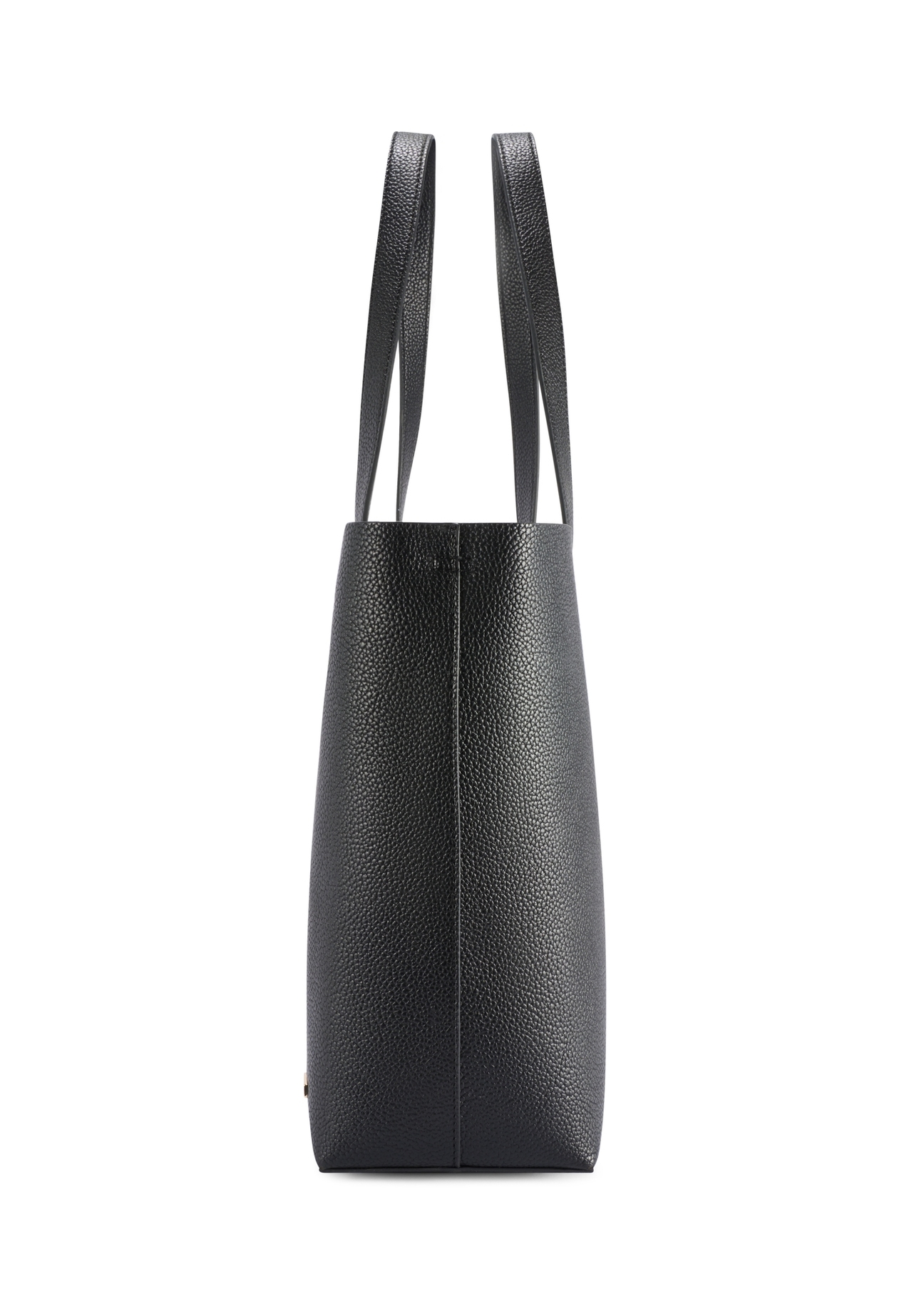 Czarna torebka damska shopper TOREC-1208-9I(W26), widok produktu od boku na białym tle.