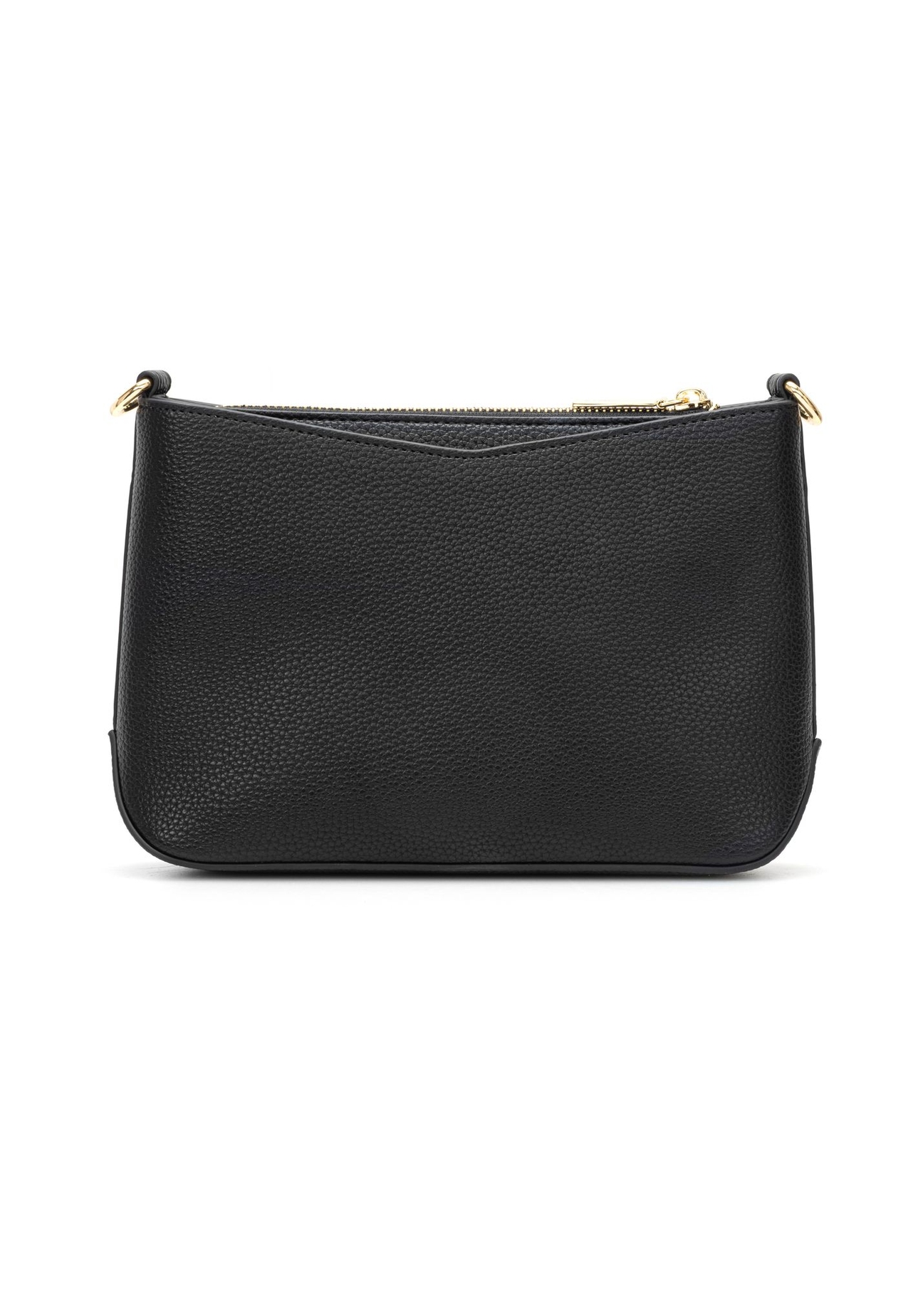 Czarna torebka damska z monogramem TOREC-1159-9P(W26) - widok produktu z tyłu na białym tle.
