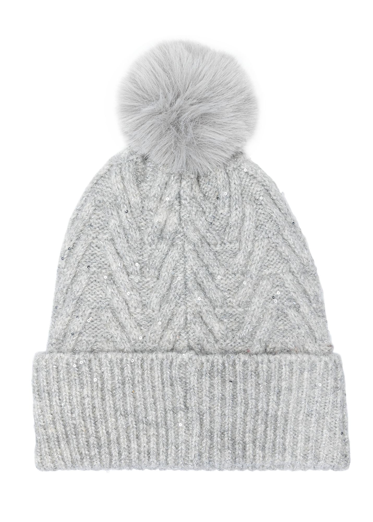 Szara czapka damska z pomponem CZADT-0175-91(Z24)