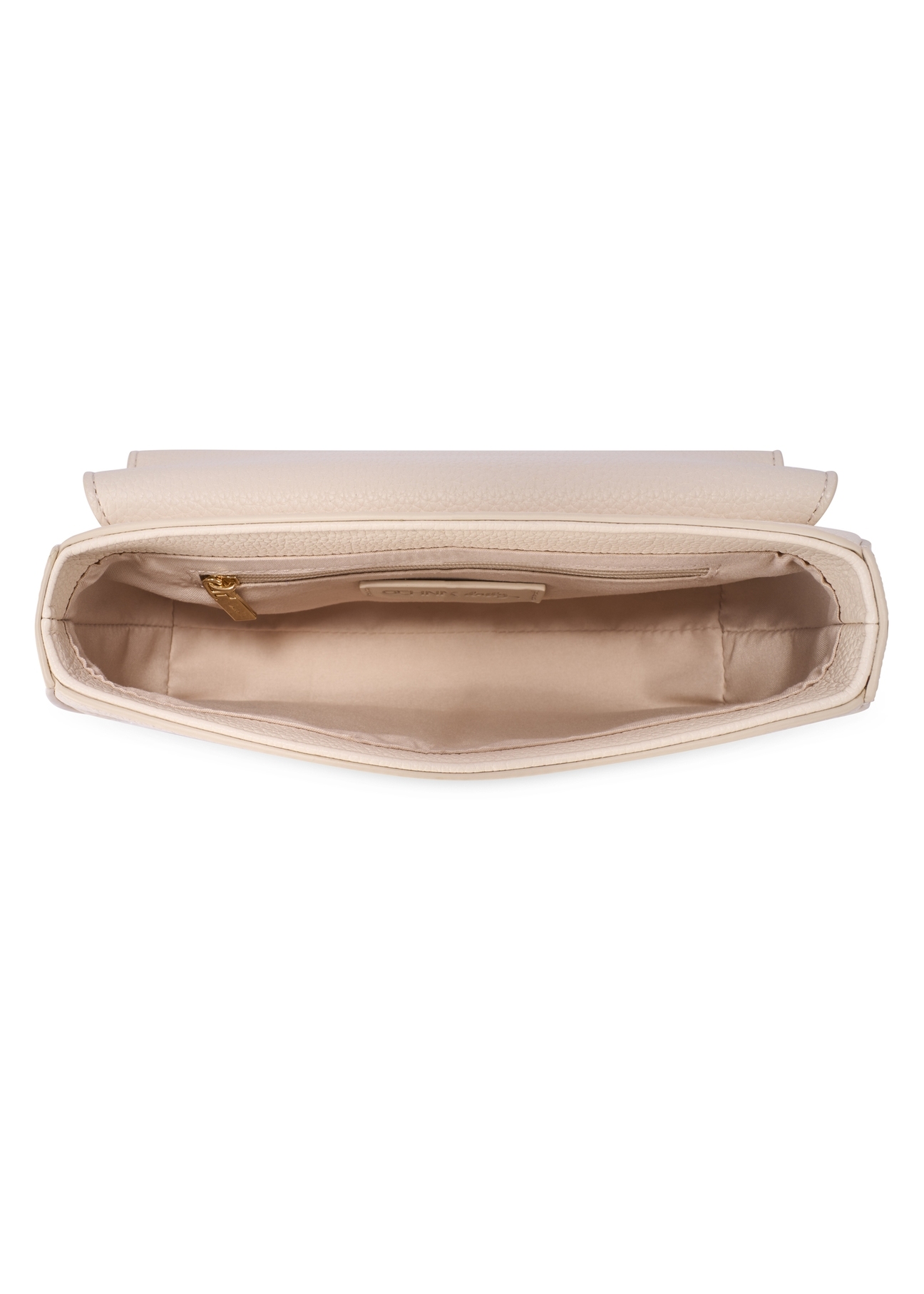 Kremowa listonoszka z monogramem TOREC-1161-0B(W26) - widok produktu z góry, na białym tle. 