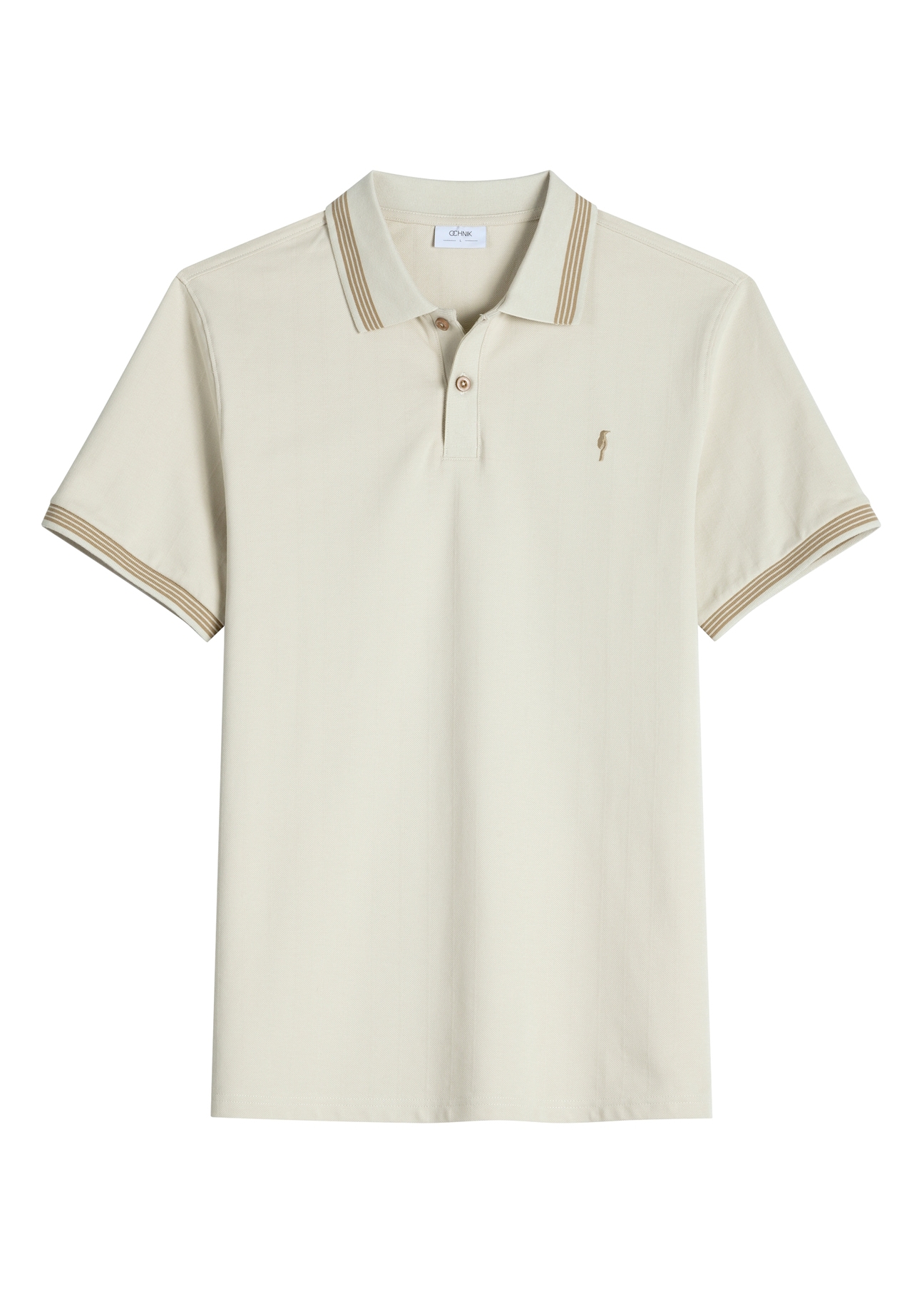 Koszulka polo w kolorze jasnego beżu POLMT-0090-1A(W26)