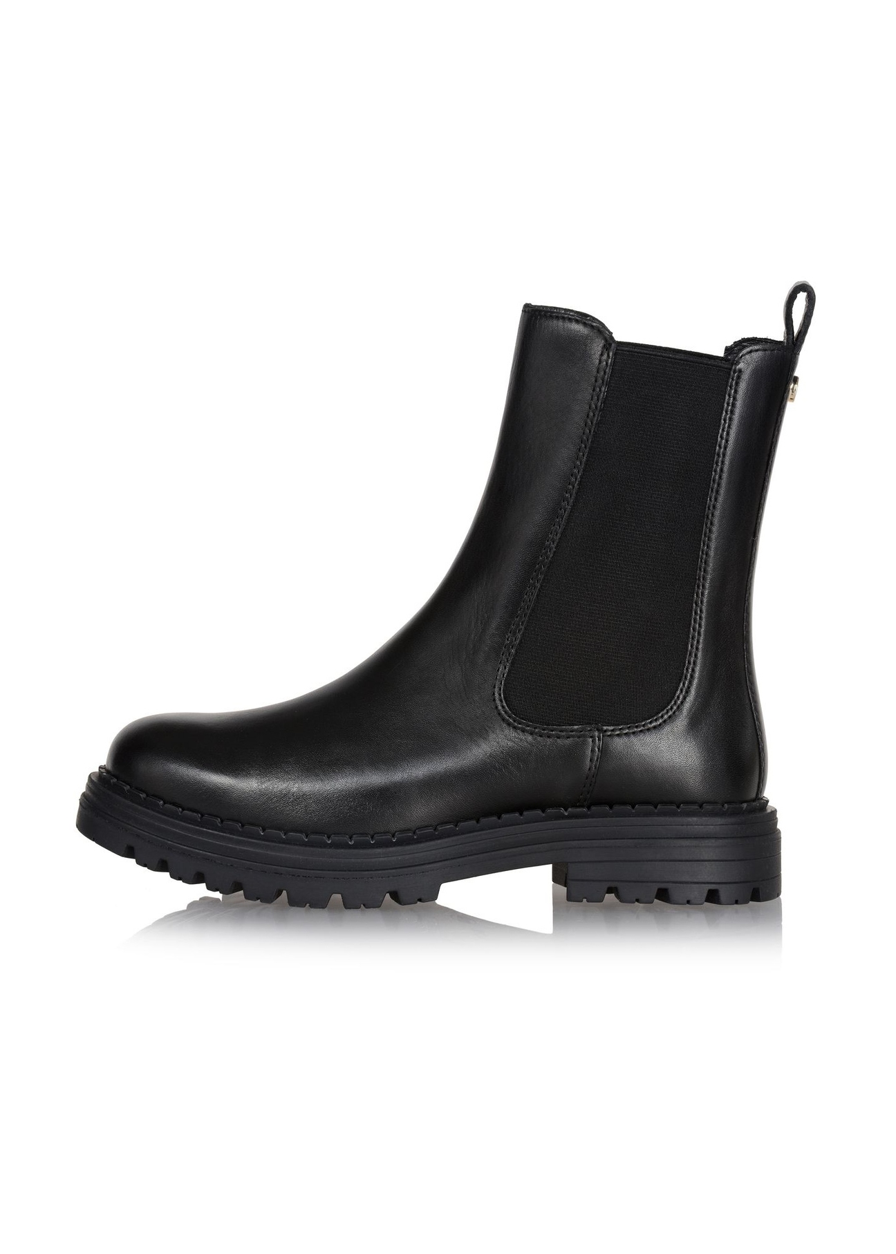 Czarne skórzane botki damskie BUTYD-1010-99(Z25)