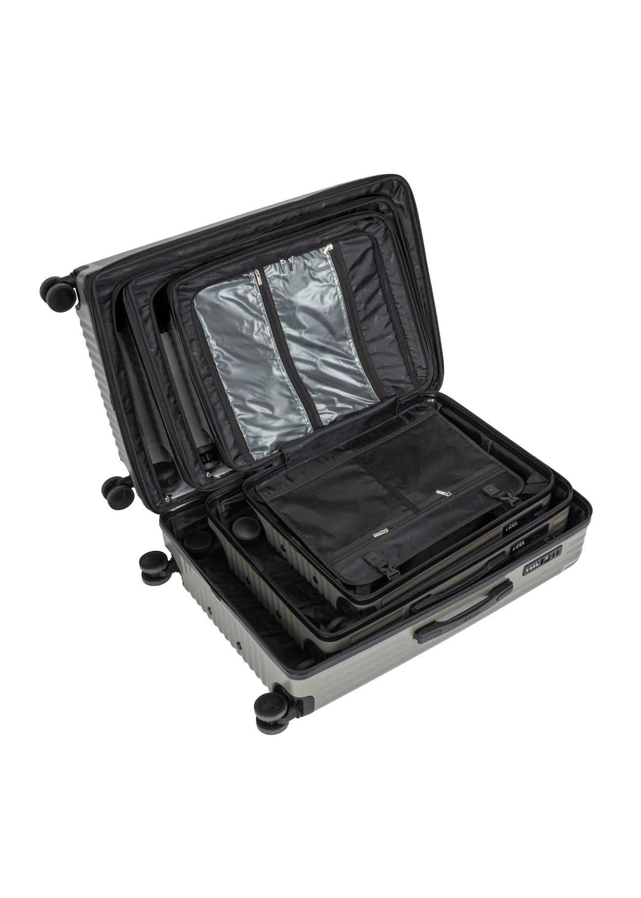 Komplet walizek twardych na kółkach 19"/24"/28" WALAB-0073-2X(W26), widok produktu w środku na białym tle.