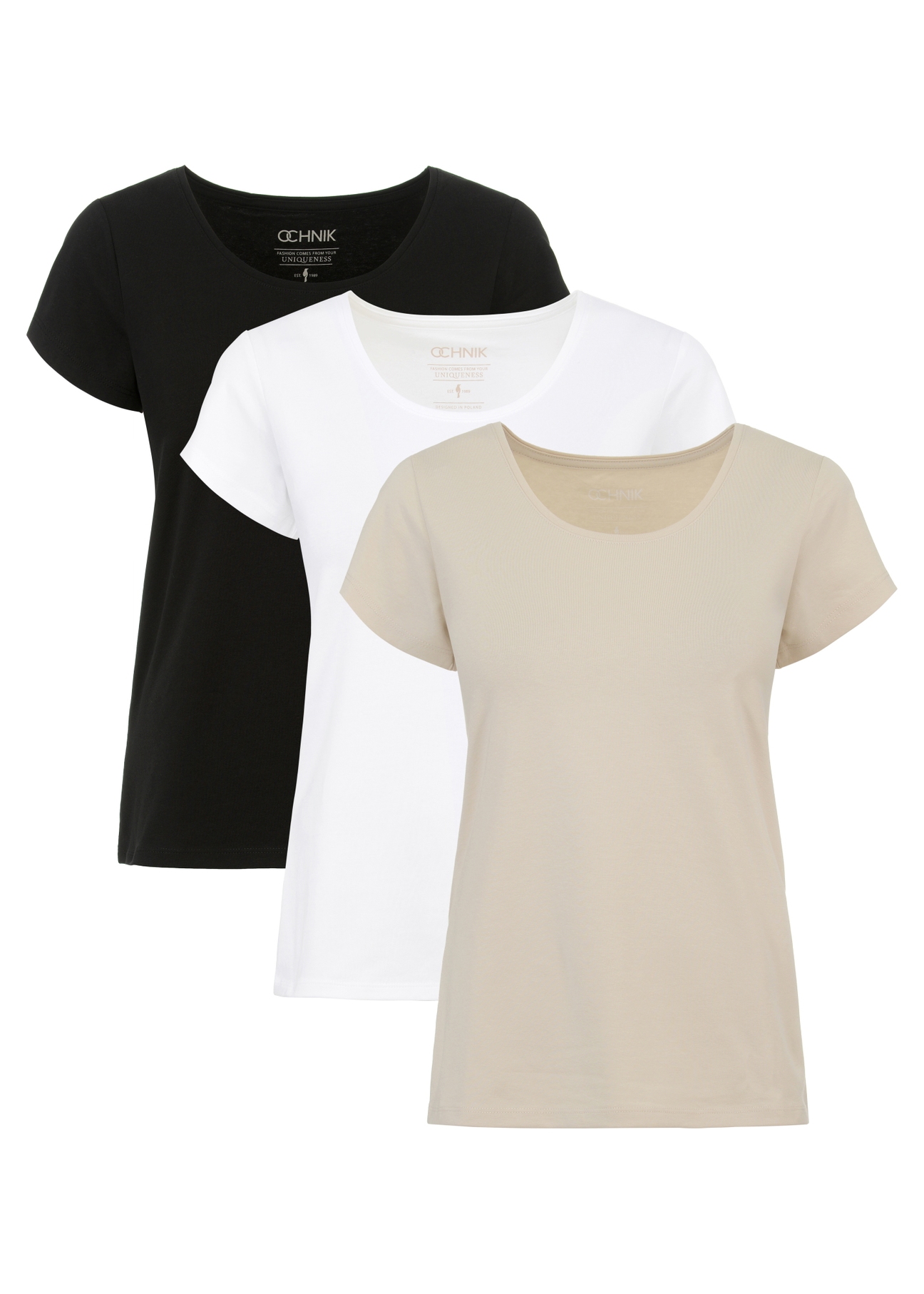 Trójpak T-shirtów damskich basic ZESDT-0024-15(KS)-01