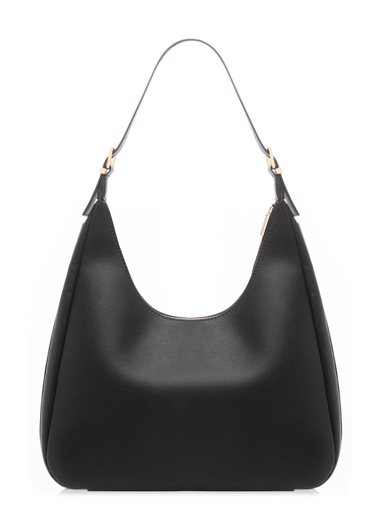 Czarna torebka damska shopper TOREC-1238-99(W26), widok produktu z tyłu na białym tle.