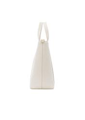 Kremowa skórzana torebka shopper TORES-1272-0B(W26), widok produktu z boku na białym tle.