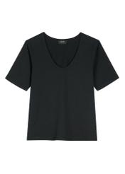 Czarny bawełniany T-shirt damski TSHDT-0151-99(W26), widok produktu z przodu na białym tle.