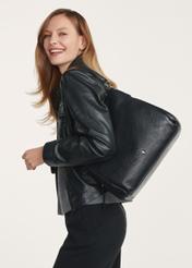 Czarna skórzana damska torebka shopper TORES-0636D-99(W26)