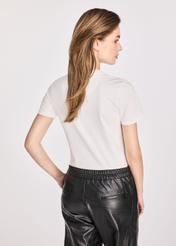 Kremowy bawełniany t-shirt damski TSHDT-0141-12(W25)-03