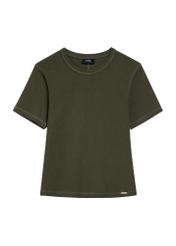 T-shirt damski w kolorze khaki TSHDT-0145-55(Z25), widok produktu z przodu na białym tle.