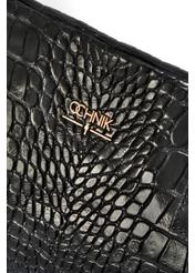Czarna skórzana torebka shopper croco TORES-1119-99(W25)-06