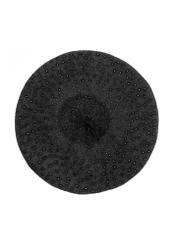 Czarny beret damski CZADT-0167A-99(Z25), widok produktu od góry na białym tle.