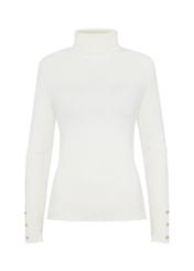 Kremowy sweter damski z golfem SWEDT-0209-12(Z24)-04
