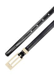 Cienki czarny skórzany pasek damski PASDS-0150C-99(Z25)