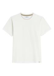 Biały T-shirt męski z bawełny TSHMT-0150-0B(W26), widok produktu z przodu na białym tle.