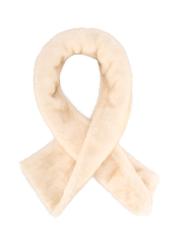Beżowy zimowy szalik damski SZADF-0035-81(Z25) - widok produktu z przodu, na białym tle. 