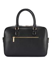 Czarna torba na laptopa damska TOREC-1209-99(W26) - widok produktu z tyłu, na białym tle. 
