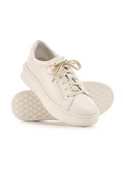 Skórzane buty damskie na platformie BUTYD-1258-0B(W26), widok produktu skosem na białym tle.