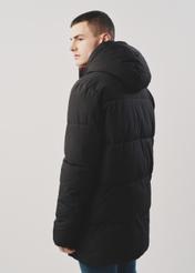 Długa czarna kurtka męska z kapturem KURMT-0274-99(Z23)-03