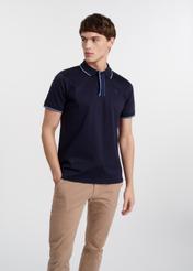 Granatowa koszulka polo męska POLMT-0073-69(W25)-01