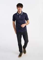 Granatowa koszulka polo z bawełny POLMT-0080-69(W25)-01