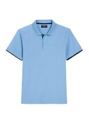 Niebieska koszulka polo z bawełny POLMT-0045B-7B(W26), widok produktu z przodu na białym tle.