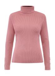 Różowy sweter damski z golfem SWEDT-0209-32(Z24)-04
