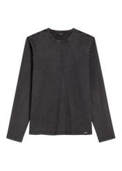 Czarny longsleeve męski LSLMT-0012-99(W26), widok produktu z przodu na białym tle.