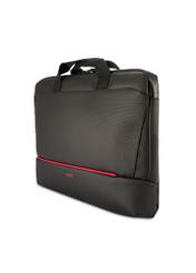 Czarna torba na laptopa TORMN-0398-9J(W26), widok produktu skosem na białym tle.