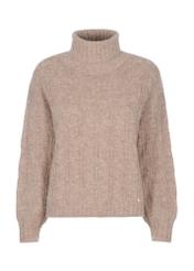 Beżowy sweter damski z golfem SWEDT-0198-24(Z23)-03
