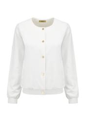 Kremowa zapinana bluza damska bez kaptura BLZDT-0096-12(W24)-04